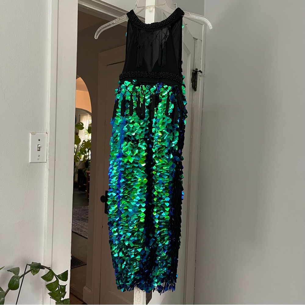 NWT Blue Green Iridescent Sequin Party Dress